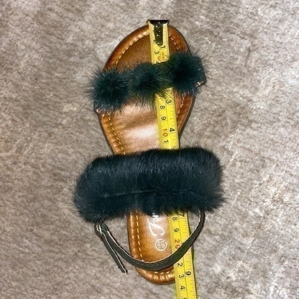 Forever Sling Back mink Fur Sandals size 5.5 forest green not yet preloved - Picture 6 of 6